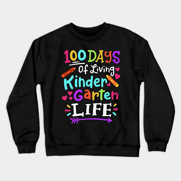 100 Days of School Kindergarten Crewneck Sweatshirt by KAWAIITEE